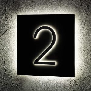 Illuminated LED House Signs Halo Door Number 24cm x 24cm