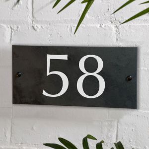 Engraved Slate House Sign Door Number Plaque 10cm x 20cm - Barkston 