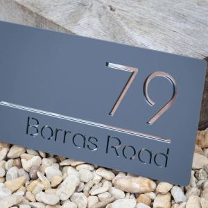 House Sign Number Modern Floating Door Name Plaque