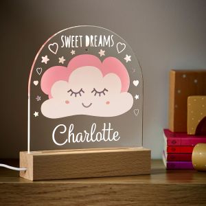 Personalised Childrens Pink Cloud Night Light