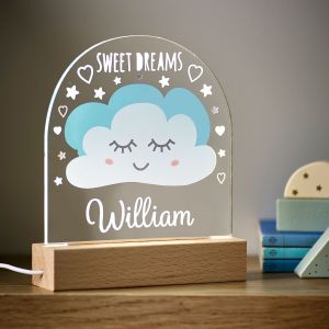 Personalised Childrens Blue Cloud Night Light