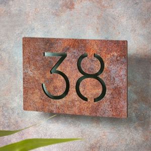 Rusty Metal Effect House Number Sign 19cm x 12cm