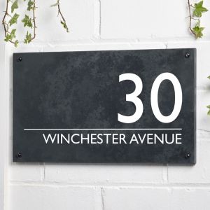 Engraved Slate House Sign Door Number Plaque 20cm x 35cm - Cambridge