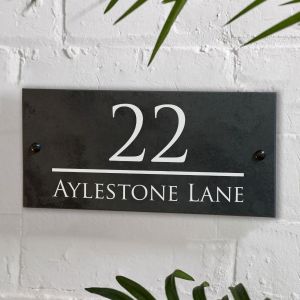 Slate House Sign Engraved Door Number Plaque 10 x 20