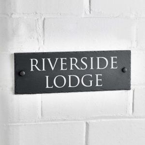 Slate House Sign Rustic 45cm 15cm - Brecon