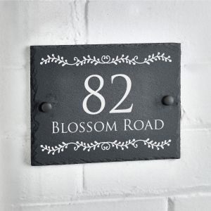 Slate House Sign Rustic Door Number Plaque - Ferndale 15cm x 20cm